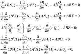 Основные уравнения моментной теории тонких оболочек.