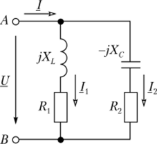 Схема замещения электрической цепи с параллельным соединением.
