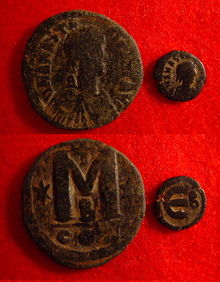 Византийские бронзовые монеты, правление Анастасия I, 498--518.