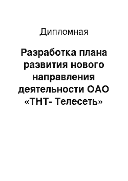 Дипломная: Разработка плана развития нового направления деятельности ОАО «ТНТ-Телесеть»