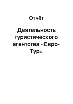 Отчёт: Деятельность туристического агентства «Евро-Тур»