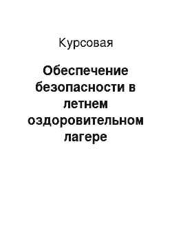 Курсовая: Обеспечение безопасности в летнем оздоровительном лагере