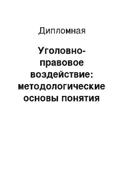 Дипломная: Уголовно-правовое воздействие: методологические основы понятия объекта и системы