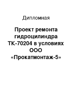 Дипломная: Проект ремонта гидроцилиндра ТК-70204 в условиях ООО «Прокатмонтаж-5»