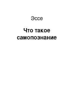 Эссе: Что такое самопознание