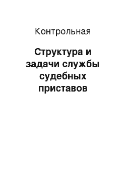 Контрольная: Структура и задачи службы судебных приставов