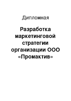 Дипломная: Разработка маркетинговой стратегии организации ООО «Промактив»