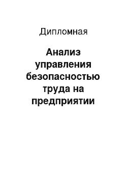 Дипломная: Анализ управления безопасностью труда на предприятии