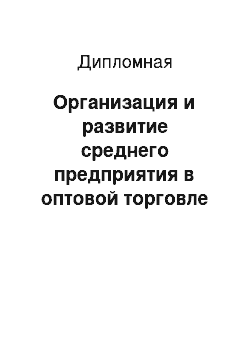 Дипломная: Организация и развитие среднего предприятия в оптовой торговле