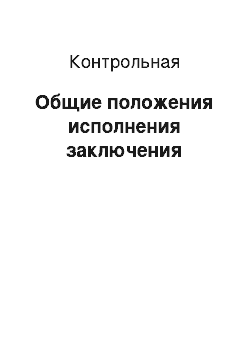 Контрольная: Общие положения исполнения заключения