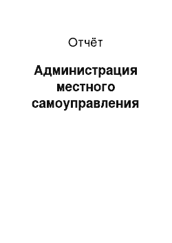 Отчёт: Администрация местного самоуправления