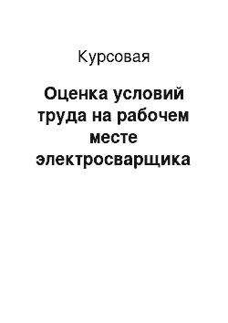 Курсовая: Оценка условий труда на рабочем месте электросварщика