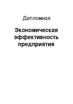 Дипломная: Экономическая эффективность предприятия