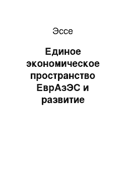 Эссе: Единое экономическое пространство ЕврАзЭС и развитие российского финансового права