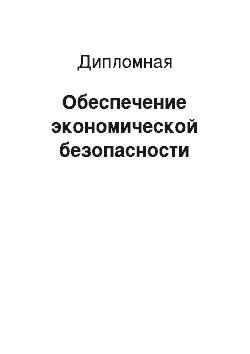 Дипломная: Обеспечение экономической безопасности