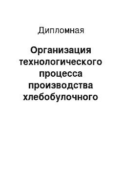 Дипломная: Организация технологического процесса производства хлебобулочного цеха производительностью 33-35 тонн в сутки