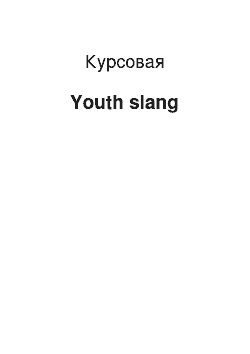 Курсовая: Youth slang