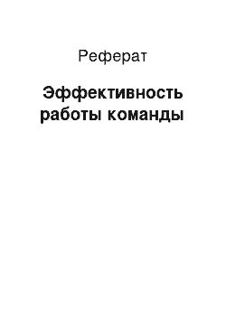 Реферат: Эффективность работы команды