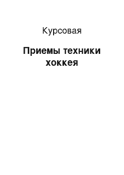 Курсовая: Приемы техники хоккея