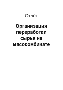 Отчёт: Организация переработки сырья на мясокомбинате