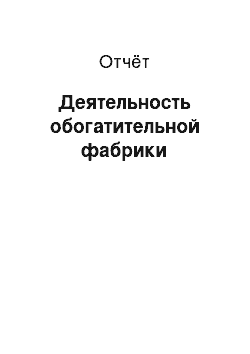 Отчёт: Деятельность обогатительной фабрики