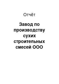 Отчёт: Завод по производству сухих строительных смесей ООО «Сартэксим»