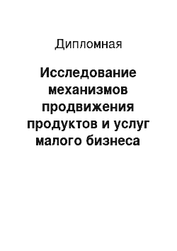 Дипломная: Исследование механизмов продвижения продуктов и услуг малого бизнеса