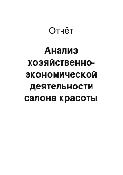 Отчёт: Анализ хозяйственно-экономической деятельности салона красоты «Лео» (ООО «Сэнтурио»)