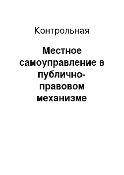 Контрольная: Местное самоуправление в публично-правовом механизме обеспечения прав и свобод человека и гражданина