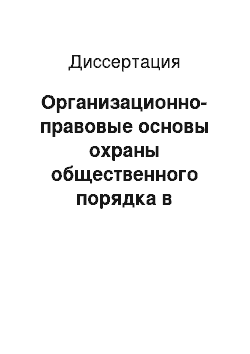 Диссертация: Организационно-правовые основы охраны общественного порядка в дореволюционной России в период проведения важнейших общегосударственных мероприятий, национальных и религиозных праздников и гуляний (ист