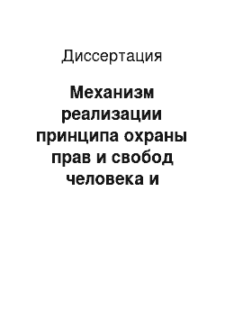 Диссертация: Механизм реализации принципа охраны прав и свобод человека и гражданина в уголовном судопроизводстве