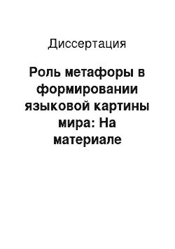 Диссертация: Роль метафоры в формировании языковой картины мира: На материале современного молодежного жаргона