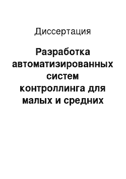 Диссертация: Разработка автоматизированных систем контроллинга для малых и средних предприятий торговли