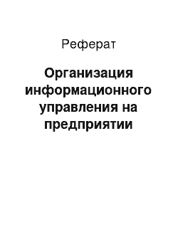 Реферат: Организация информационного управления на предприятии