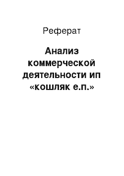 Реферат: Анализ коммерческой деятельности ип «кошляк е.п.»