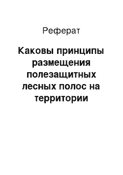 Реферат: Каковы принципы размещения полезащитных лесных полос на территории землепользования