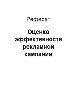 Реферат: Оценка эффективности рекламной кампании