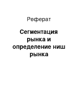 Реферат: Сегментация рынка и определение ниш рынка