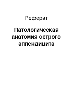 Реферат: Патологическая анатомия острого аппендицита