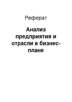 Реферат: Анализ предприятия и отрасли в бизнес-плане