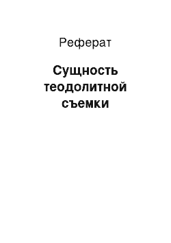 Реферат: Сущность теодолитной съемки