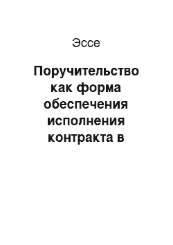 Эссе: Поручительство как форма обеспечения исполнения контракта в госзакупках