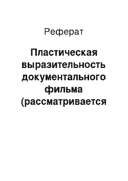 Реферат: Пластическая выразительность документального фильма (рассматривается на примере современного российского или зарубежного документального фильма)