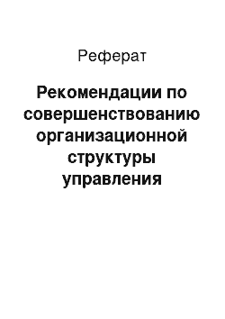 Реферат: Рекомендации по совершенствованию организационной структуры управления