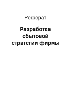 Реферат: Разработка сбытовой стратегии фирмы