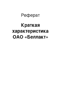 Реферат: Краткая характеристика ОАО «Беллакт»