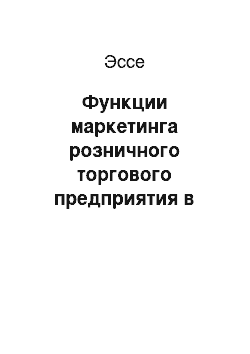 Эссе: Функции маркетинга розничного торгового предприятия в условиях кризиса