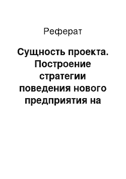 Реферат: Сущность проекта. Построение стратегии поведения нового предприятия на рынке