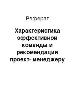 Реферат: Характеристика эффективной команды и рекомендации проект-менеджеру