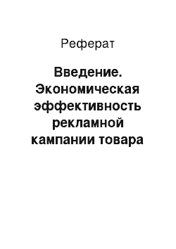 Реферат: Введение. Экономическая эффективность рекламной кампании товара (на примере предприятия ООО "Сквид")